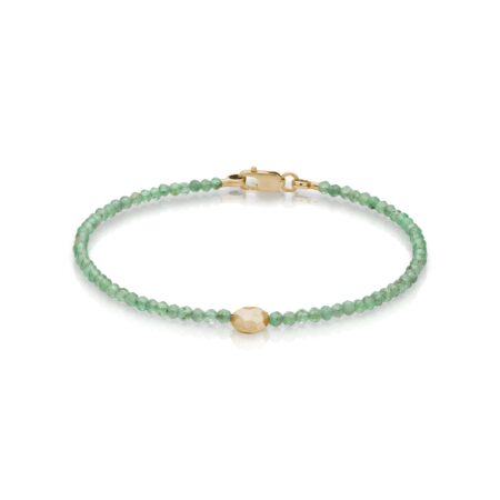 NÓVA gyöngyös smaragd karkötő arany medállal és arany csattal.