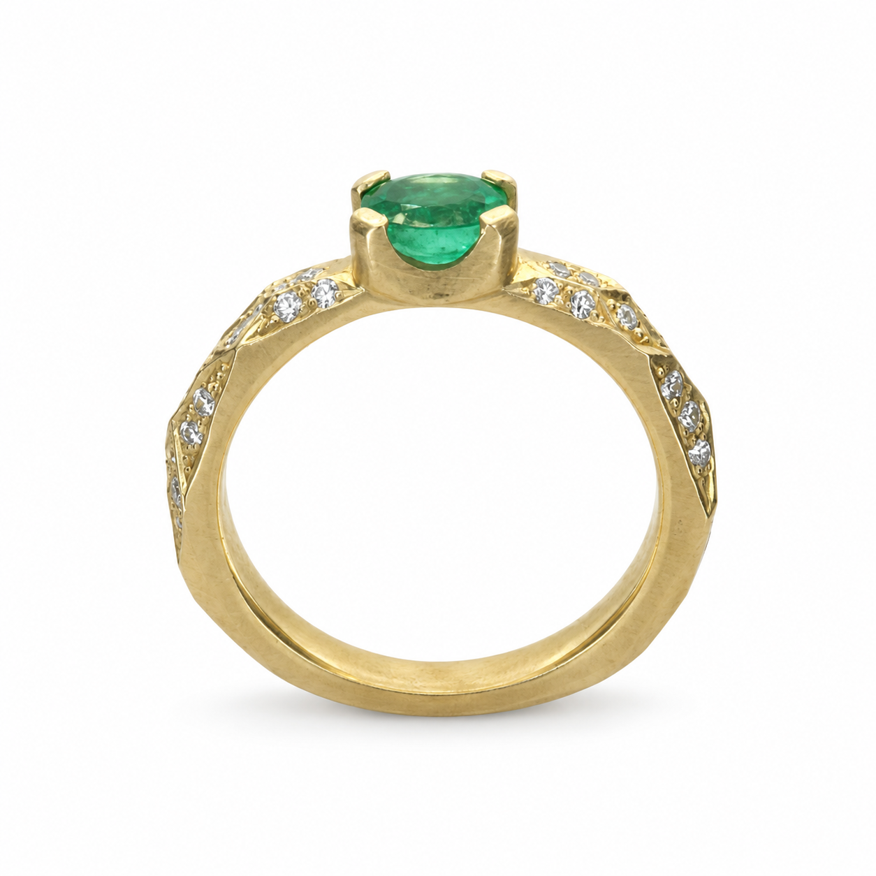 NOVA 14K ARANY GYŰRŰ OVÁLIS SMARAGDDAL ÉS GYÉMÁNTOKKAL | ONE OF A KIND - Image 4